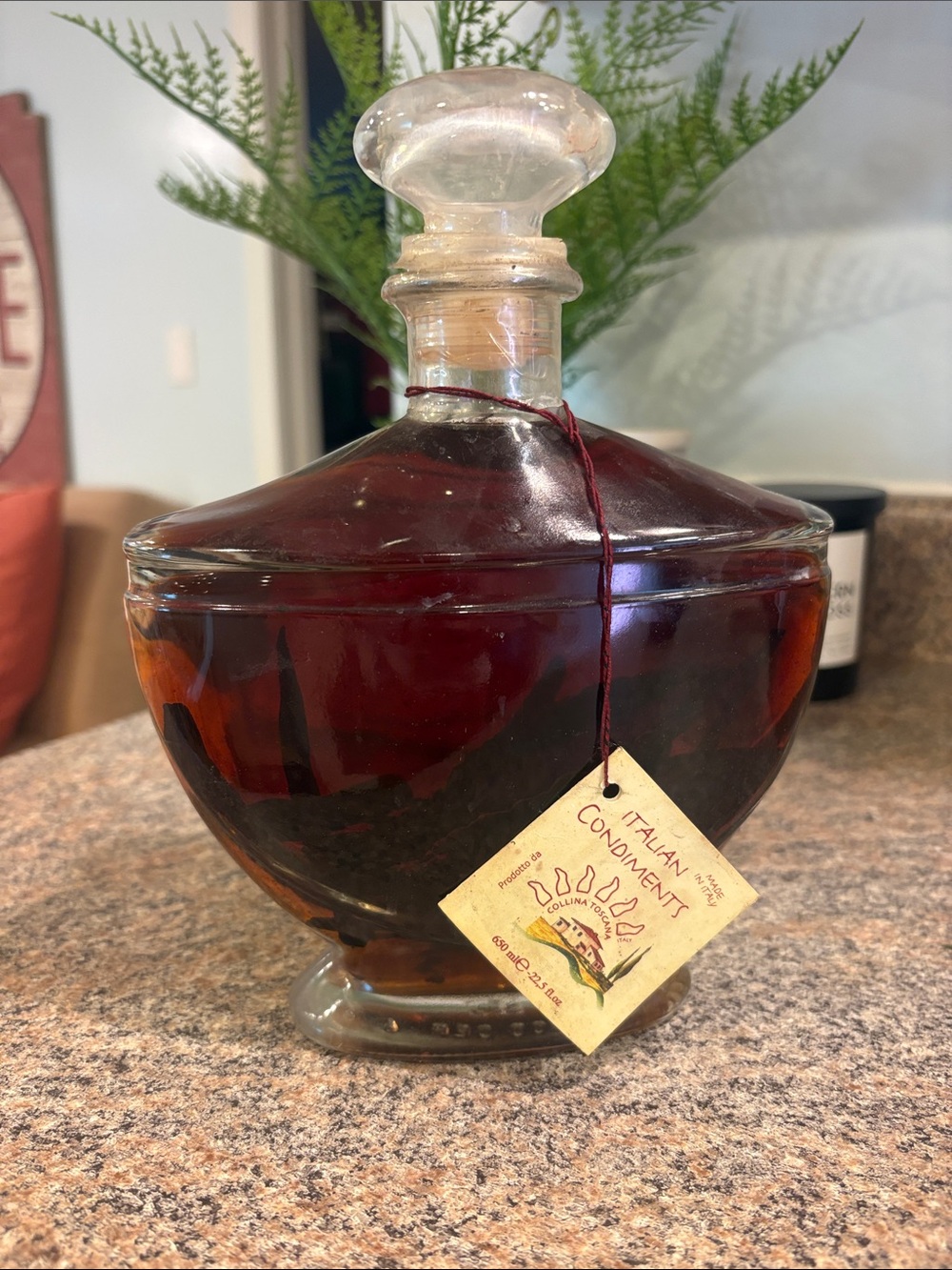 Italian Condiments Amber Glass Decanter - Home Accents